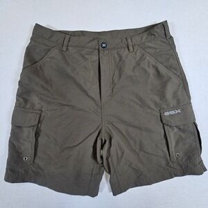Guide Series Extreme GSX mens olive green cargo shorts size 34 nylon solid flat